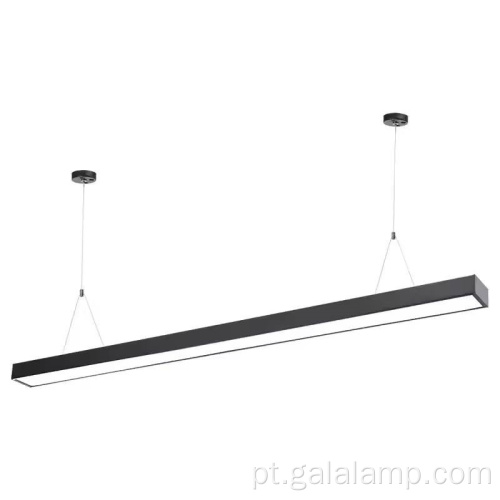 Moderna luminária pendente linear LED preta 4FT